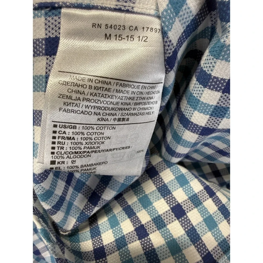 Banana Republic Dress‎ Shirt Mens M 15-15.5 Multi Tartan Plaid Non Iron Slim Fit